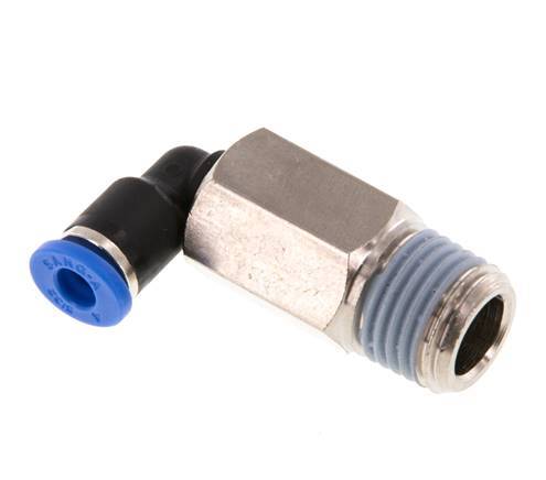 Codo de 90 grados de 4mm x R1/4'' con rosca macho latón/PA 66 NBR de manguito largo giratorio [2 piezas]