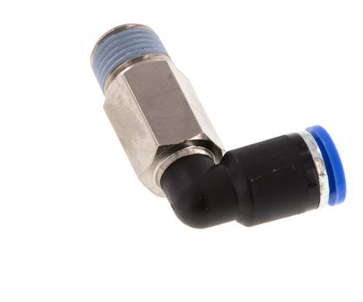 Codo de 90 grados de 8mm x R1/4'' con rosca macho latón/PA 66 NBR de manguito largo giratorio [2 piezas]