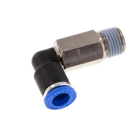 Codo de 90 grados de 8mm x R1/4'' con rosca macho latón/PA 66 NBR de manguito largo giratorio [2 piezas]