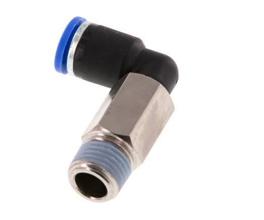 Codo de 90 grados de 8mm x R1/4'' con rosca macho latón/PA 66 NBR de manguito largo giratorio [2 piezas]