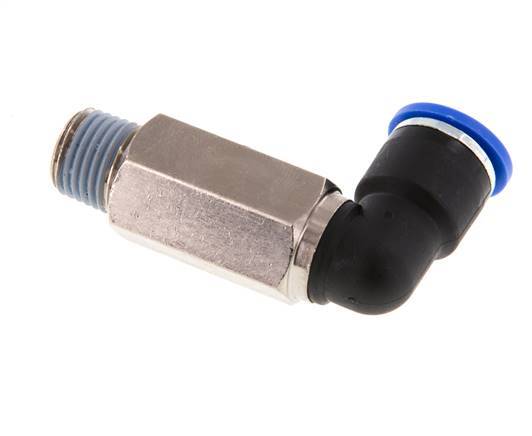 Codo de 90 grados de 10mm x R1/4'' con rosca macho latón/PA 66 NBR de manguito largo giratorio [2 piezas]