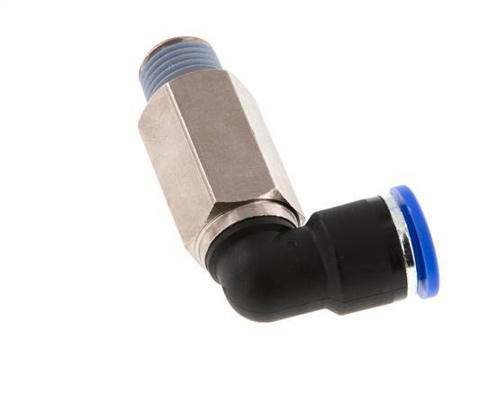 Codo de 90 grados de 10mm x R1/4'' con rosca macho latón/PA 66 NBR de manguito largo giratorio [2 piezas]
