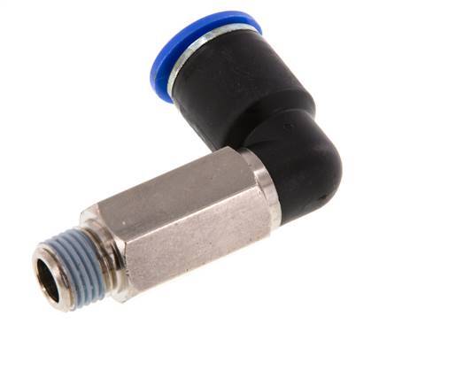 Racor rápido de 90 grados 12mm x R1/4'' con rosca macho Latón/PA 66 NBR de manguito largo giratorio
