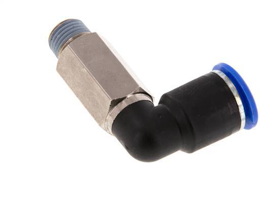 Racor rápido de 90 grados 12mm x R1/4'' con rosca macho Latón/PA 66 NBR de manguito largo giratorio
