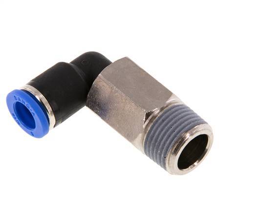Codo de 90 grados 8mm x R3/8'' con rosca macho Latón/PA 66 NBR Manguito largo giratorio [2 piezas]