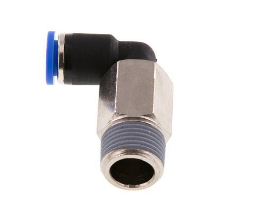 Codo de 90 grados 8mm x R3/8'' con rosca macho Latón/PA 66 NBR Manguito largo giratorio [2 piezas]