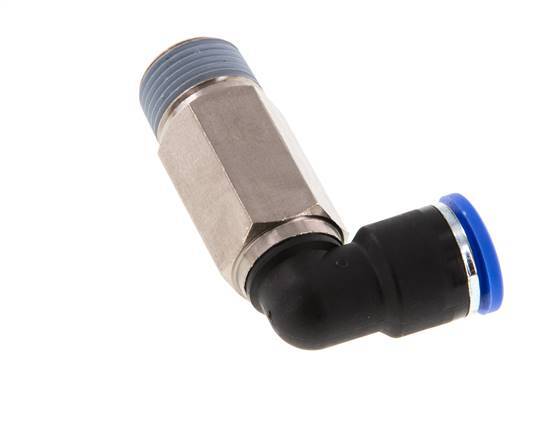 Codo de 90 grados de 10mm x R3/8'' con rosca macho Latón/PA 66 NBR de manguito largo giratorio [2 piezas]