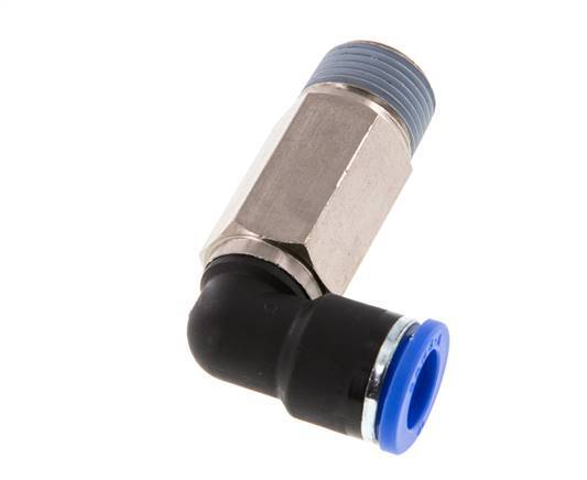 Codo de 90 grados de 10mm x R3/8'' con rosca macho Latón/PA 66 NBR de manguito largo giratorio [2 piezas]