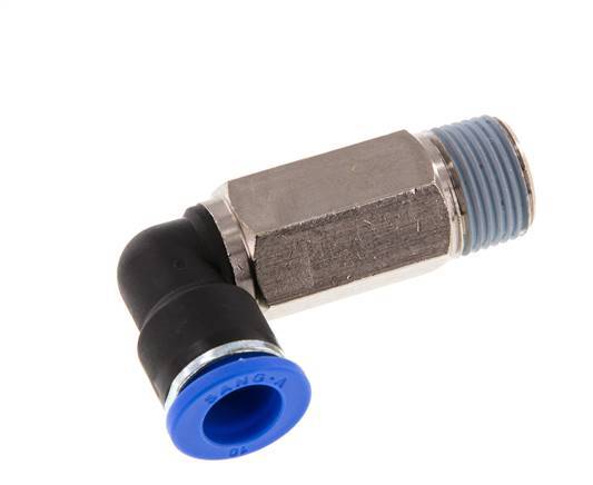 Codo de 90 grados de 10mm x R3/8'' con rosca macho Latón/PA 66 NBR de manguito largo giratorio [2 piezas]