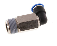 Racor rápido de 90 grados de 10 mm x R1/2'' con rosca macho Latón/PA 66 NBR de manguito largo giratorio