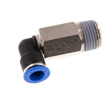 Racor rápido de 90 grados de 10 mm x R1/2'' con rosca macho Latón/PA 66 NBR de manguito largo giratorio