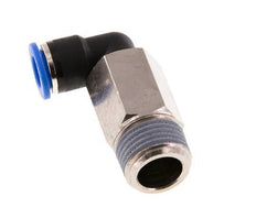 Racor rápido de 90 grados de 10 mm x R1/2'' con rosca macho Latón/PA 66 NBR de manguito largo giratorio