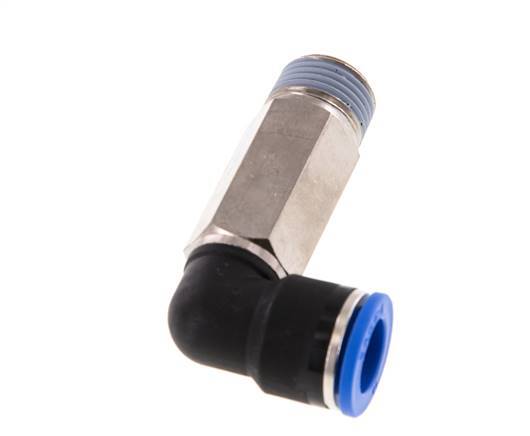Codo de 90 grados de 14mm x R1/2'' con rosca macho Latón/PA 66 NBR de manguito largo giratorio