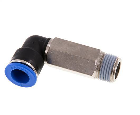 Codo de 90 grados de 14mm x R1/2'' con rosca macho Latón/PA 66 NBR de manguito largo giratorio