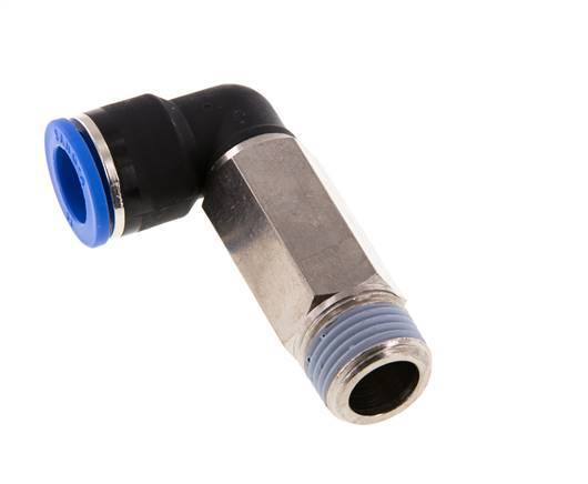 Codo de 90 grados de 14mm x R1/2'' con rosca macho Latón/PA 66 NBR de manguito largo giratorio
