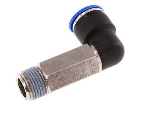 Racor a presión de 16mm x R1/2'' de 90 grados con rosca macho Latón/PA 66 NBR de manguito largo giratorio