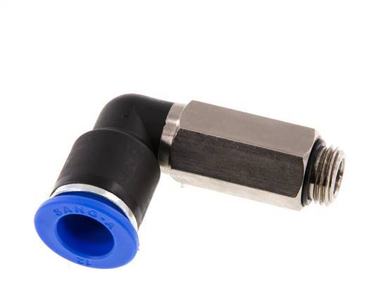 Racor de 12mm x G1/4'' 90deg con rosca macho Latón/PA 66 NBR de manguito largo giratorio