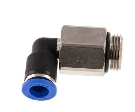 Codo de 90 grados 8mm x G3/8'' con rosca macho Latón/PA 66 NBR Manguito largo giratorio [2 piezas]