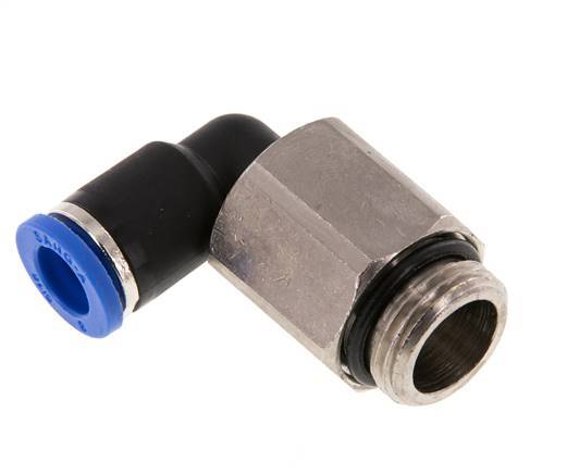 Codo de 90 grados 8mm x G3/8'' con rosca macho Latón/PA 66 NBR Manguito largo giratorio [2 piezas]