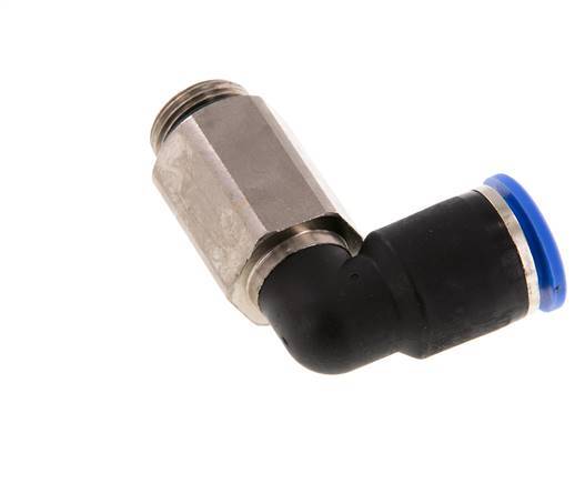 Racor de 12mm x G3/8'' 90deg con rosca macho Latón/PA 66 NBR de manguito largo giratorio