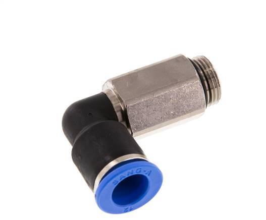 Racor de 12mm x G3/8'' 90deg con rosca macho Latón/PA 66 NBR de manguito largo giratorio