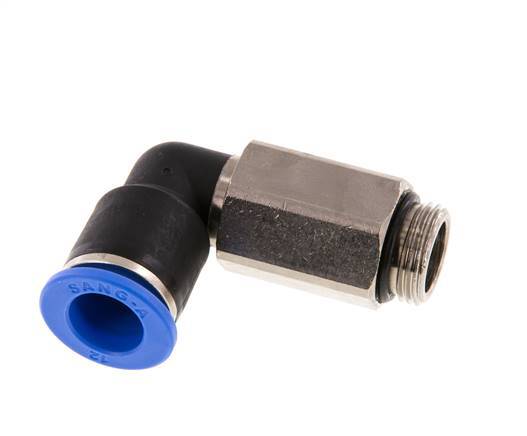 Racor de 12mm x G3/8'' 90deg con rosca macho Latón/PA 66 NBR de manguito largo giratorio