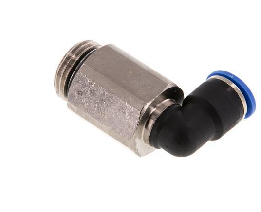 Racor rápido de 90 grados 10mm x G1/2'' con rosca macho Latón/PA 66 NBR de manguito largo giratorio