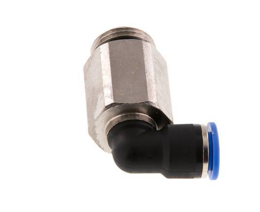 Racor rápido de 90 grados 10mm x G1/2'' con rosca macho Latón/PA 66 NBR de manguito largo giratorio