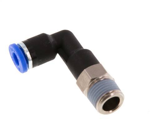 Racor de 4mm x R1/8'' 90deg con rosca macho latón/PA 66 NBR cuerpo largo giratorio [5 piezas]