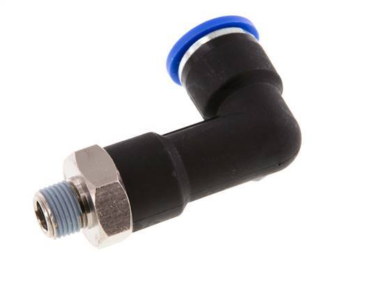 Codo de 90 grados 10mm x R1/8'' con rosca macho latón/PA 66 NBR cuerpo largo giratorio [2 piezas]