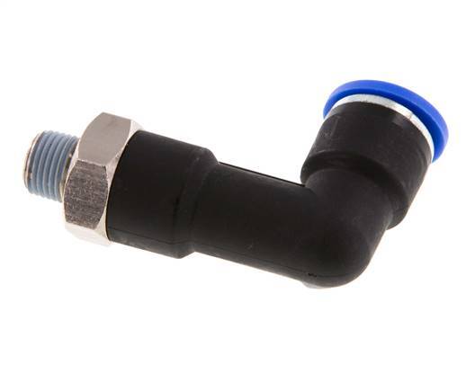 Codo de 90 grados 10mm x R1/8'' con rosca macho latón/PA 66 NBR cuerpo largo giratorio [2 piezas]