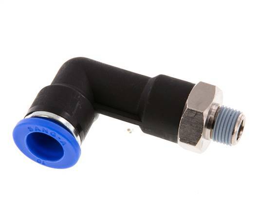 Codo de 90 grados 10mm x R1/8'' con rosca macho latón/PA 66 NBR cuerpo largo giratorio [2 piezas]