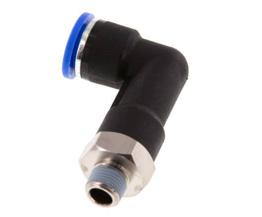 Codo de 90 grados 10mm x R1/8'' con rosca macho latón/PA 66 NBR cuerpo largo giratorio [2 piezas]