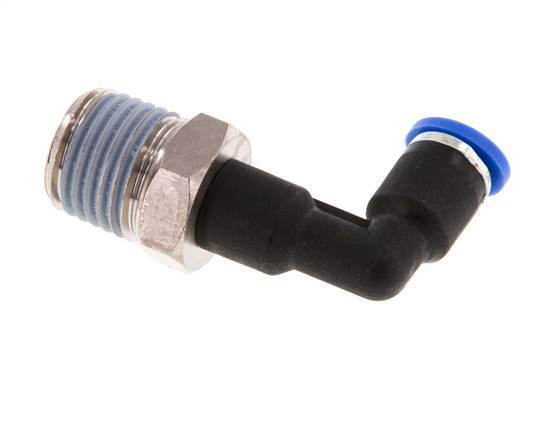 Codo de 90 grados de 4mm x R1/4'' con rosca macho latón/PA 66 NBR cuerpo largo giratorio [2 piezas]