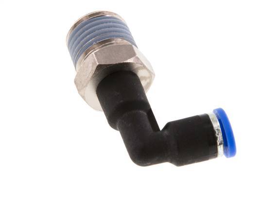 Codo de 90 grados de 4mm x R1/4'' con rosca macho latón/PA 66 NBR cuerpo largo giratorio [2 piezas]