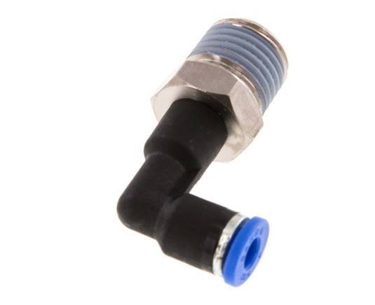 Codo de 90 grados de 4mm x R1/4'' con rosca macho latón/PA 66 NBR cuerpo largo giratorio [2 piezas]