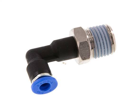 Codo de 90 grados de 4mm x R1/4'' con rosca macho latón/PA 66 NBR cuerpo largo giratorio [2 piezas]
