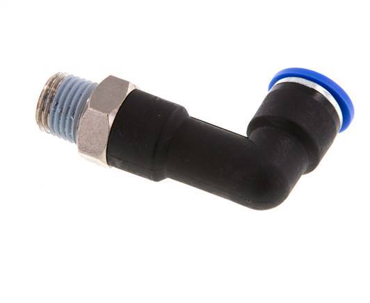 Codo de 90 grados de 10mm x R1/4'' con rosca macho latón/PA 66 NBR cuerpo largo giratorio [2 piezas]