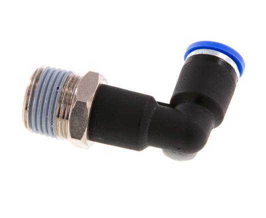Codo de 8mm x R3/8'' de 90 grados con rosca macho latón/PA 66 NBR cuerpo largo giratorio [2 piezas]