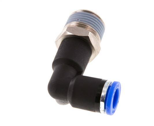 Codo de 8mm x R3/8'' de 90 grados con rosca macho latón/PA 66 NBR cuerpo largo giratorio [2 piezas]