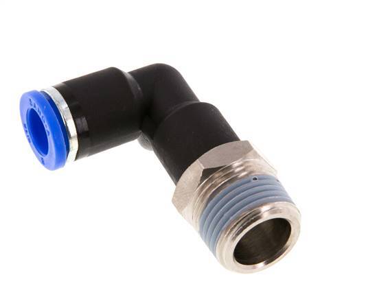 Codo de 8mm x R3/8'' de 90 grados con rosca macho latón/PA 66 NBR cuerpo largo giratorio [2 piezas]