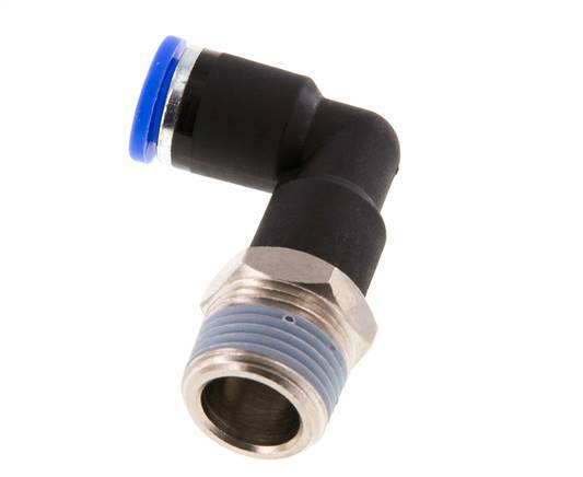 Codo de 8mm x R3/8'' de 90 grados con rosca macho latón/PA 66 NBR cuerpo largo giratorio [2 piezas]