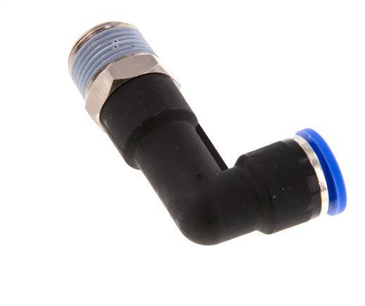 Codo de 90 grados 10mm x R3/8'' con rosca macho latón/PA 66 NBR cuerpo largo giratorio [2 piezas]
