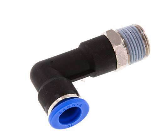 Codo de 90 grados 10mm x R3/8'' con rosca macho latón/PA 66 NBR cuerpo largo giratorio [2 piezas]