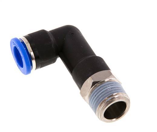 Codo de 90 grados 10mm x R3/8'' con rosca macho latón/PA 66 NBR cuerpo largo giratorio [2 piezas]