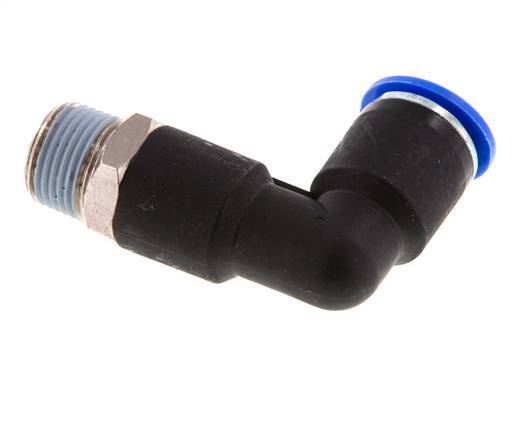Codo de 90 grados 12mm x R3/8'' con rosca macho latón/PA 66 NBR cuerpo largo giratorio [2 piezas]