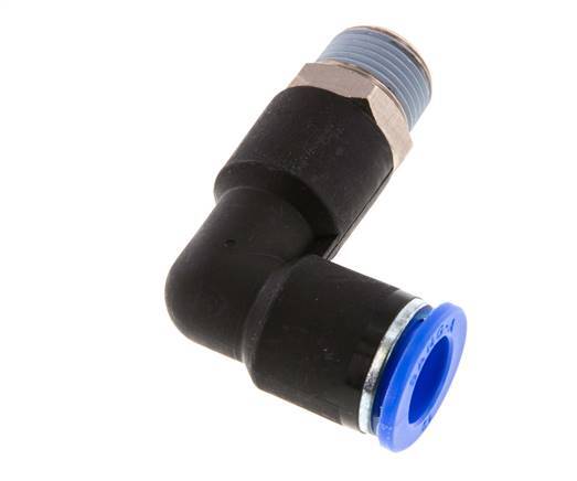 Codo de 90 grados 12mm x R3/8'' con rosca macho latón/PA 66 NBR cuerpo largo giratorio [2 piezas]