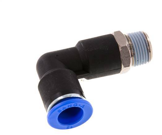 Codo de 90 grados 12mm x R3/8'' con rosca macho latón/PA 66 NBR cuerpo largo giratorio [2 piezas]