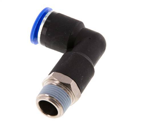 Codo de 90 grados 12mm x R3/8'' con rosca macho latón/PA 66 NBR cuerpo largo giratorio [2 piezas]