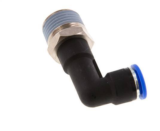 Codo de 90 grados de 10mm x R1/2'' con rosca macho latón/PA 66 NBR cuerpo largo giratorio [2 piezas]
